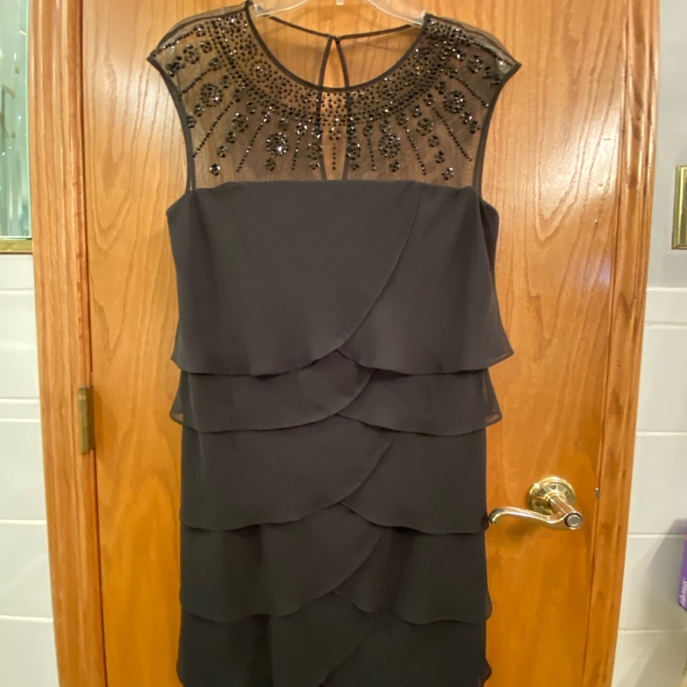 Midi black tiered party dress